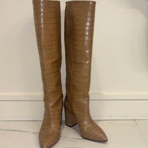 Paris Texas Croc-Embossed Over-The-Knee Boots in Cognac
